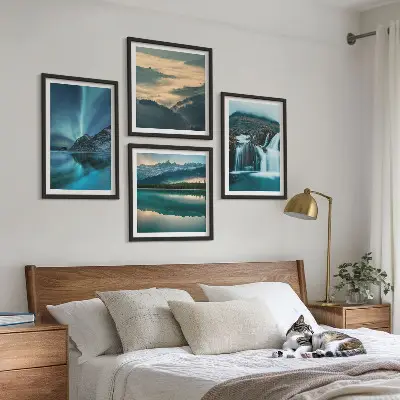 Zimski pejzaži slapovi aurora set od 4 slike u okviru