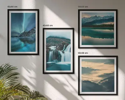 Zimski pejzaži slapovi aurora set od 4 slike u okviru