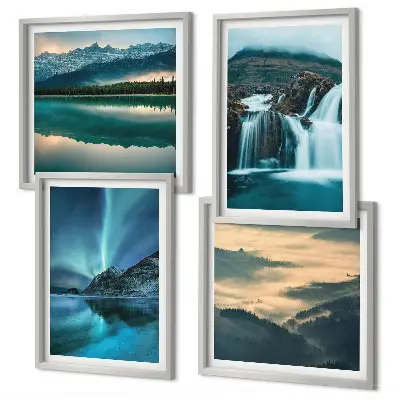 Zimski pejzaži slapovi aurora set od 4 slike u okviru