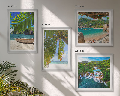 Dekorativni komplet slika za zid Plaža, brod, slapovi, palme
