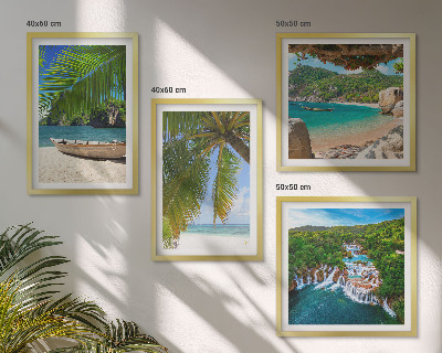 Dekorativni komplet slika za zid Plaža, brod, slapovi, palme