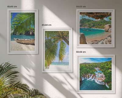 Dekorativni komplet slika za zid Plaža, brod, slapovi, palme