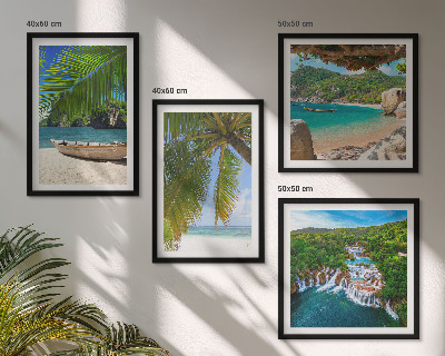 Dekorativni komplet slika za zid Plaža, brod, slapovi, palme