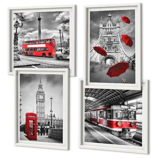 Komplet slika za spavaću sobu s motivom crvenih akcenata Londona