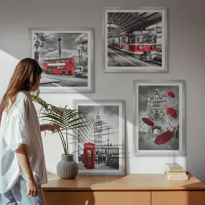 Komplet slika za spavaću sobu s motivom crvenih akcenata Londona