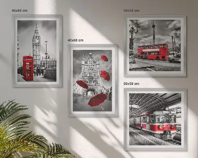 Komplet slika za spavaću sobu s motivom crvenih akcenata Londona