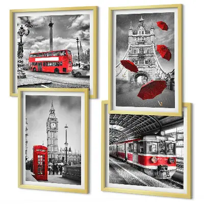Komplet slika za spavaću sobu s motivom crvenih akcenata Londona