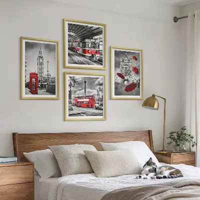 Komplet slika za spavaću sobu s motivom crvenih akcenata Londona