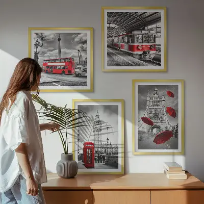 Komplet slika za spavaću sobu s motivom crvenih akcenata Londona