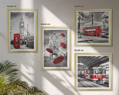 Komplet slika za spavaću sobu s motivom crvenih akcenata Londona