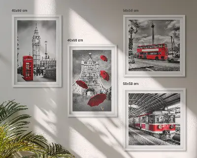Komplet slika za spavaću sobu s motivom crvenih akcenata Londona