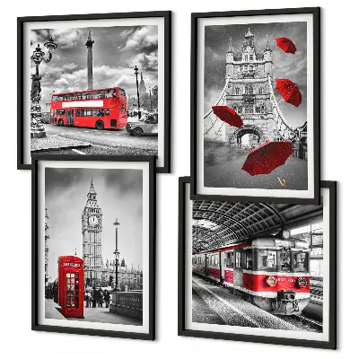 Komplet slika za spavaću sobu s motivom crvenih akcenata Londona