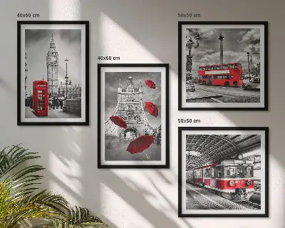 Komplet slika za spavaću sobu s motivom crvenih akcenata Londona