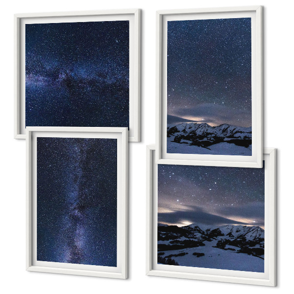 Set 4 slike u okviru Noćno nebo, planine, zvijezde