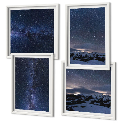 Set 4 slike u okviru Noćno nebo, planine, zvijezde