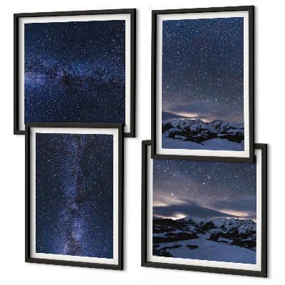 Set 4 slike u okviru Noćno nebo, planine, zvijezde