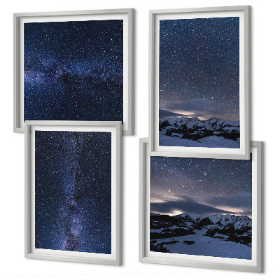 Set 4 slike u okviru Noćno nebo, planine, zvijezde