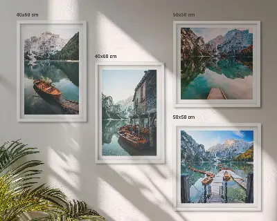 Komplet slika za spavaću sobu s motivom jezera, planina, brodova i vikendice