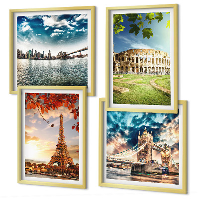 Set 4 slike u okviru Spomenici Europe u toplim bojama