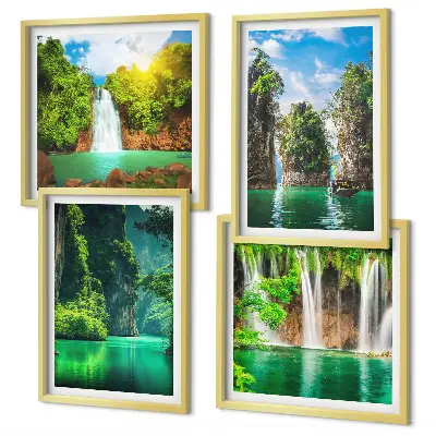 Dekorativni komplet slika za zid zeleni krajolici s motivima slapova