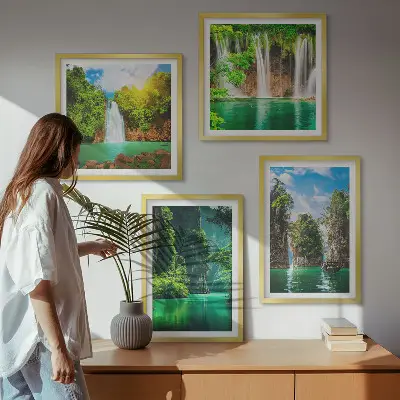 Dekorativni komplet slika za zid zeleni krajolici s motivima slapova