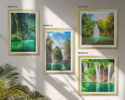 Dekorativni komplet slika za zid zeleni krajolici s motivima slapova