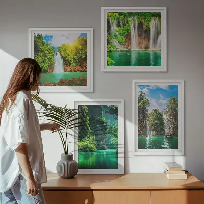 Dekorativni komplet slika za zid zeleni krajolici s motivima slapova