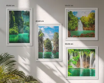 Dekorativni komplet slika za zid zeleni krajolici s motivima slapova