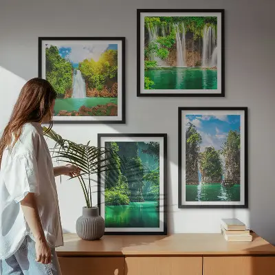 Dekorativni komplet slika za zid zeleni krajolici s motivima slapova