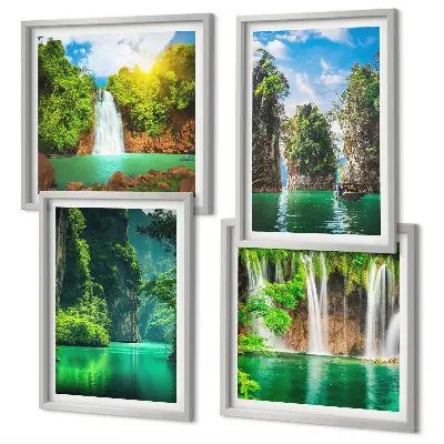 Dekorativni komplet slika za zid zeleni krajolici s motivima slapova
