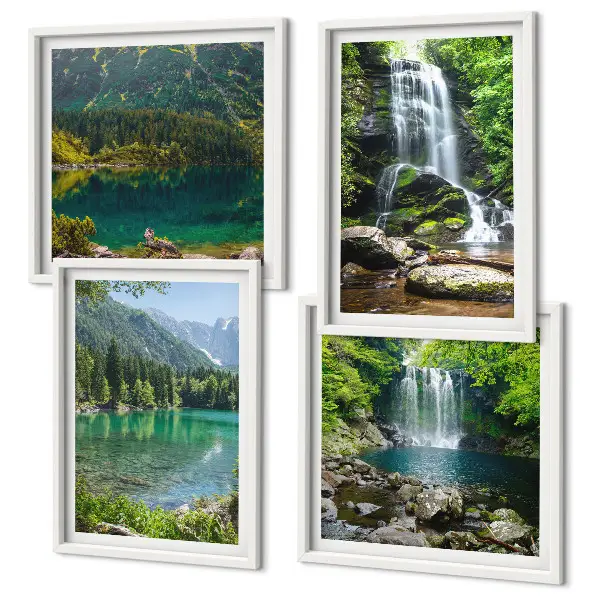 Slapovi u zelenom okruženju set od 4 slike u okviru