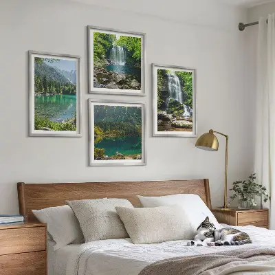 Slapovi u zelenom okruženju set od 4 slike u okviru