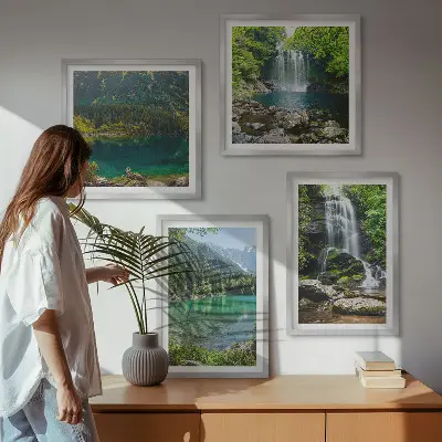 Slapovi u zelenom okruženju set od 4 slike u okviru