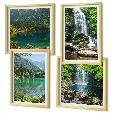 Slapovi u zelenom okruženju set od 4 slike u okviru