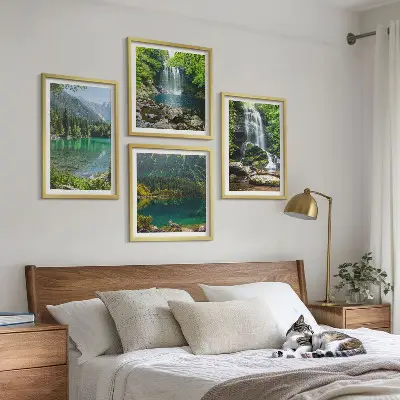 Slapovi u zelenom okruženju set od 4 slike u okviru