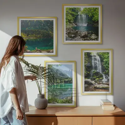 Slapovi u zelenom okruženju set od 4 slike u okviru