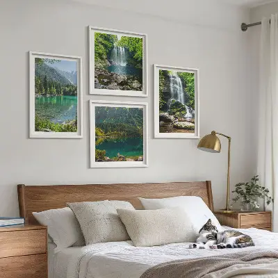 Slapovi u zelenom okruženju set od 4 slike u okviru