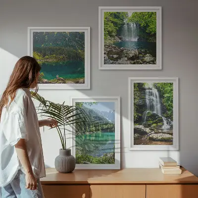 Slapovi u zelenom okruženju set od 4 slike u okviru