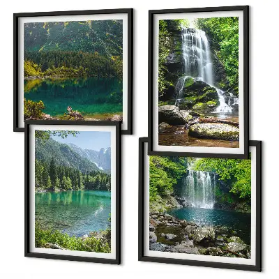 Slapovi u zelenom okruženju set od 4 slike u okviru