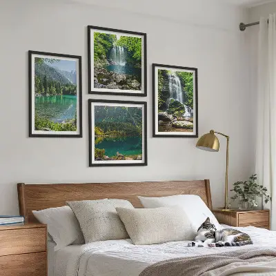 Slapovi u zelenom okruženju set od 4 slike u okviru