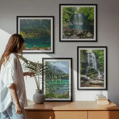 Slapovi u zelenom okruženju set od 4 slike u okviru