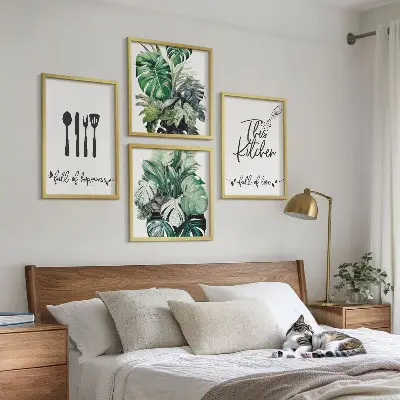 Komplet slika za spavaću sobu s motivom lišća za kuhinjski pribor