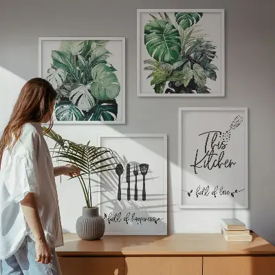 Komplet slika za spavaću sobu s motivom lišća za kuhinjski pribor