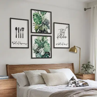 Komplet slika za spavaću sobu s motivom lišća za kuhinjski pribor