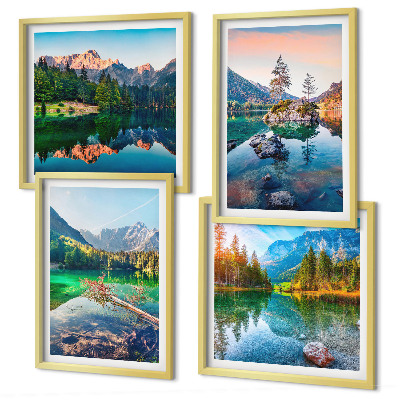 Set 4 slike u okviru Prirodni krajolik planinskih jezera