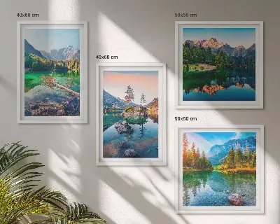 Prirodni krajolik planinskih jezera set od 4 slike u okviru