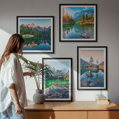 Set 4 slike u okviru Prirodni krajolik planinskih jezera