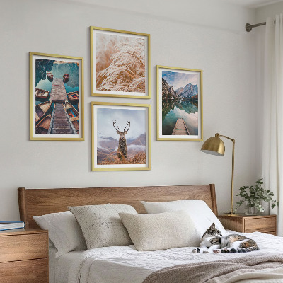 Set 4 slike u okviru Jezerski brodovi jeleni planine