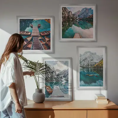 Dekorativni komplet slika za zid jezero, mostovi i planine