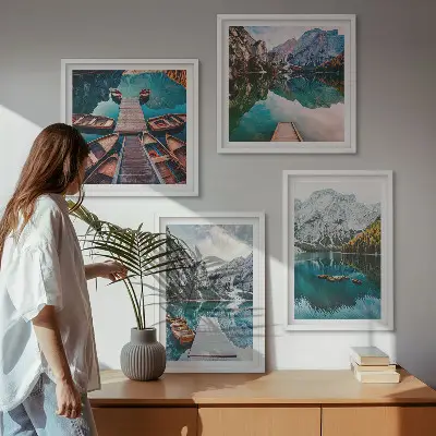 Dekorativni komplet slika za zid jezero, mostovi i planine